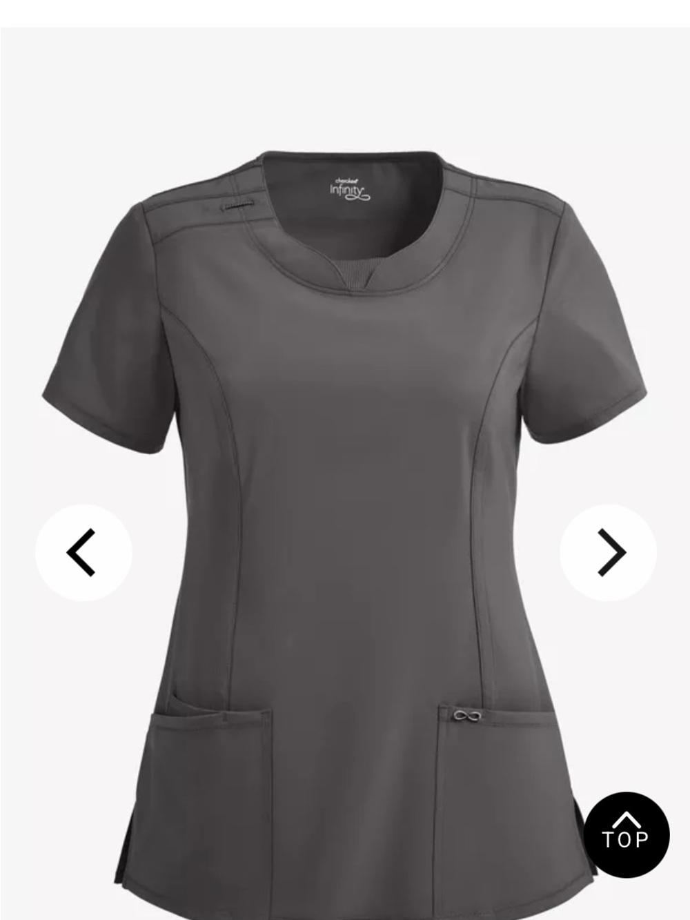 Cherokee Women’s Short-Sleeve Scrub Top in Charcoal Gray - Picture 3 of 8
